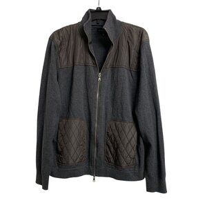 Banana Republic XL Gray Quilted Knit Patchwork Sweater Cotton Viscose Winter